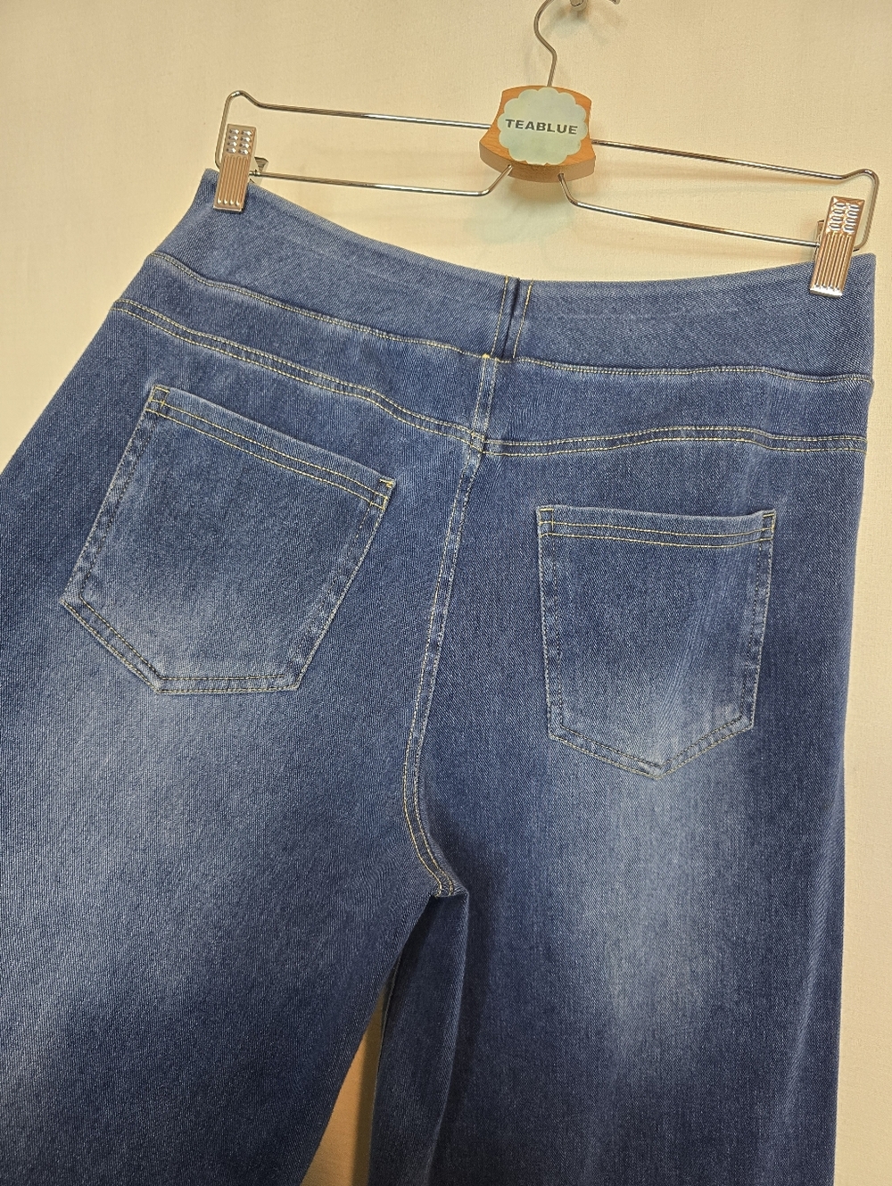 Halara Flex High Waisted Pockets Baggy Wide Leg Jeans Blue Wash Women M Petite - Picture 9 of 12